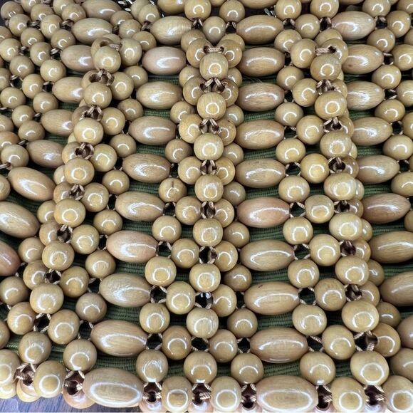 Vintage beaded Crossbody bag ☀️ wooden beads and gold chain ☀️ - Picture 4 of 6